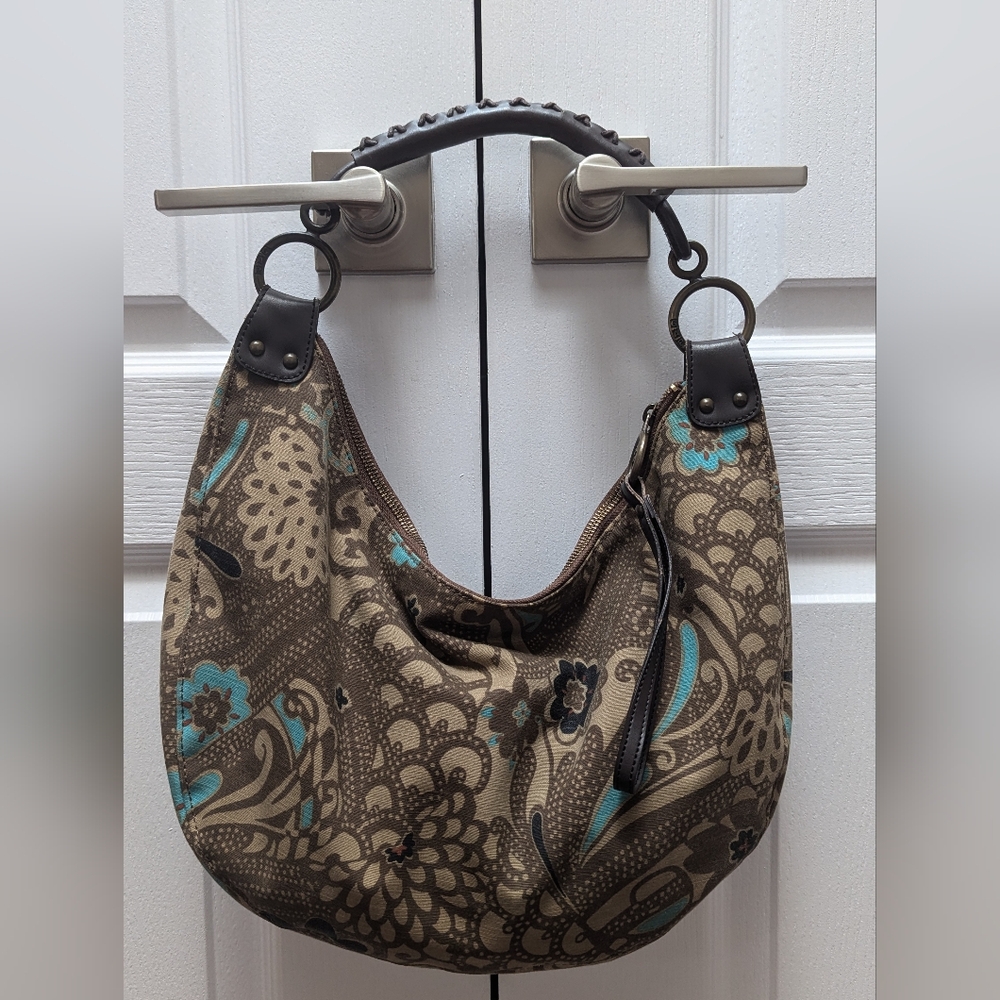 Gap canvas shoulder bag, faux leather strap.